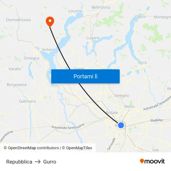 Repubblica to Gurro map