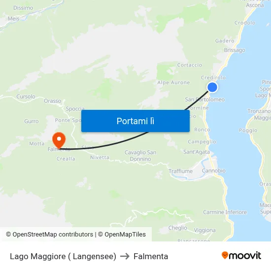 Lago Maggiore ( Langensee) to Falmenta map