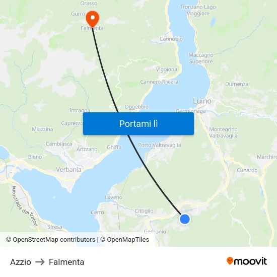 Azzio to Falmenta map