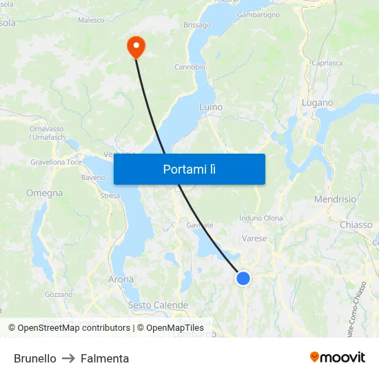 Brunello to Falmenta map