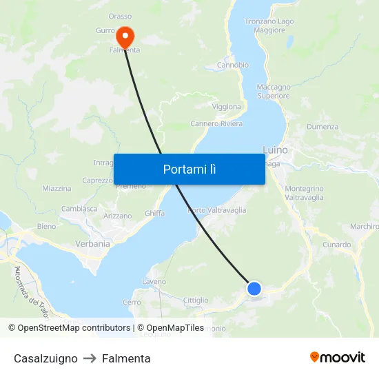 Casalzuigno to Falmenta map