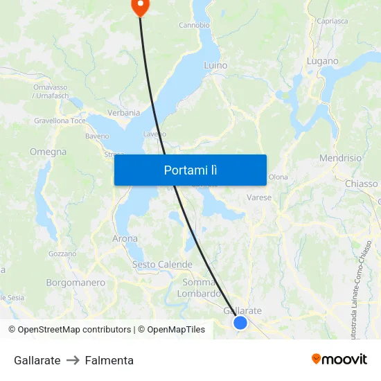 Gallarate to Falmenta map