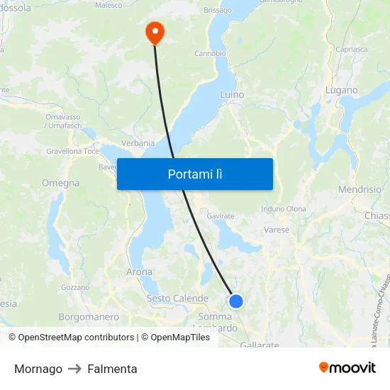 Mornago to Falmenta map