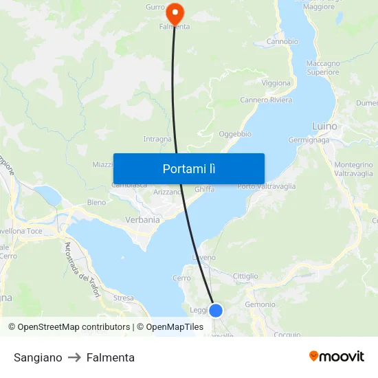 Sangiano to Falmenta map