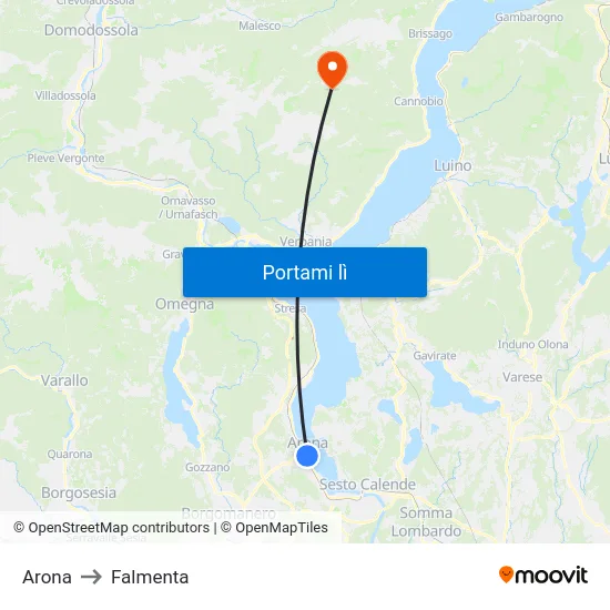Arona to Falmenta map