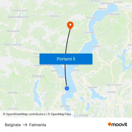 Belgirate to Falmenta map