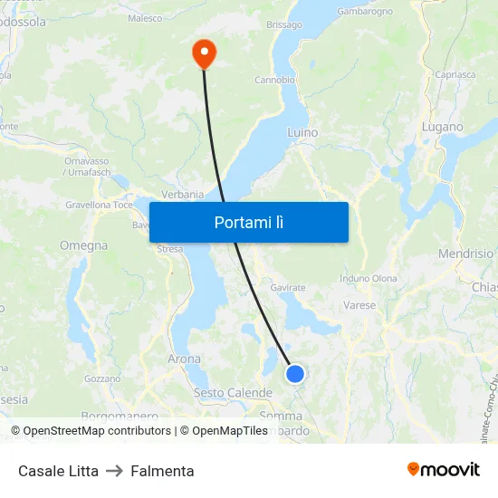 Casale Litta to Falmenta map