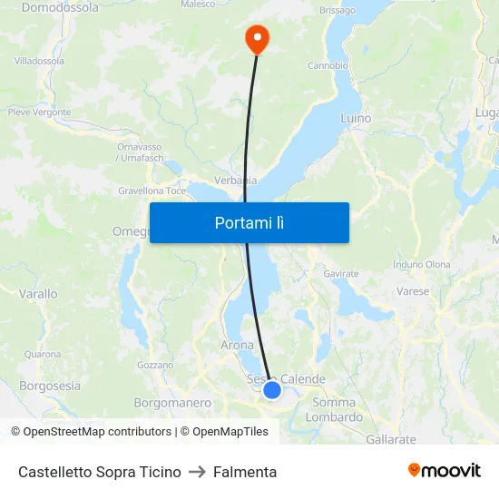 Castelletto Sopra Ticino to Falmenta map