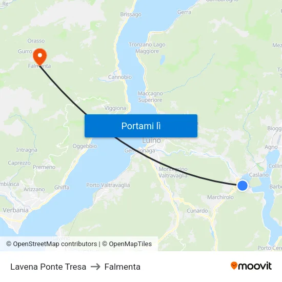 Lavena Ponte Tresa to Falmenta map