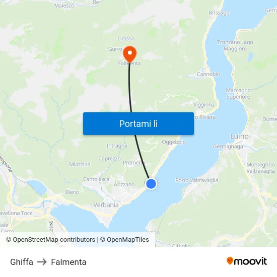 Ghiffa to Falmenta map