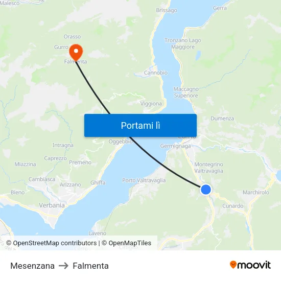 Mesenzana to Falmenta map