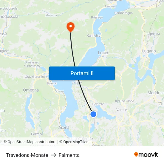 Travedona-Monate to Falmenta map