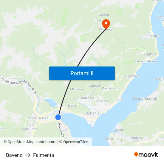 Baveno to Falmenta map
