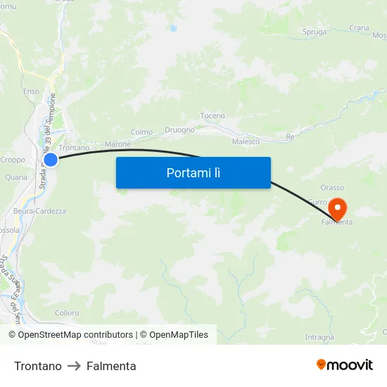 Trontano to Falmenta map