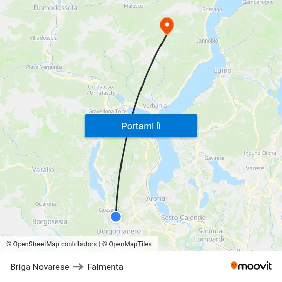 Briga Novarese to Falmenta map