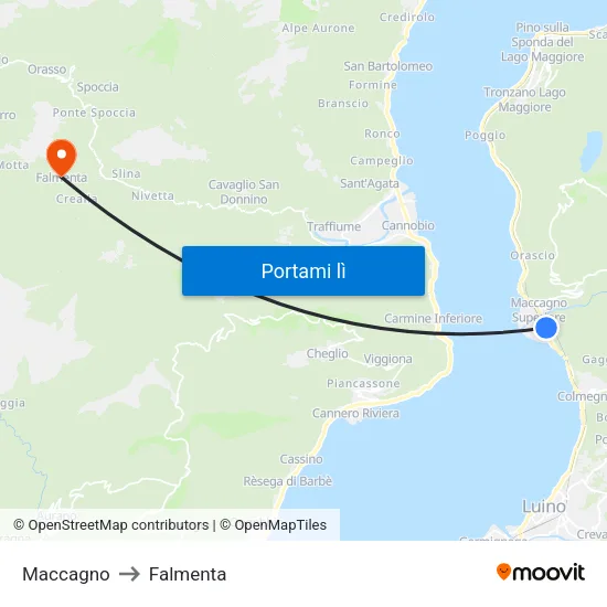 Maccagno to Falmenta map