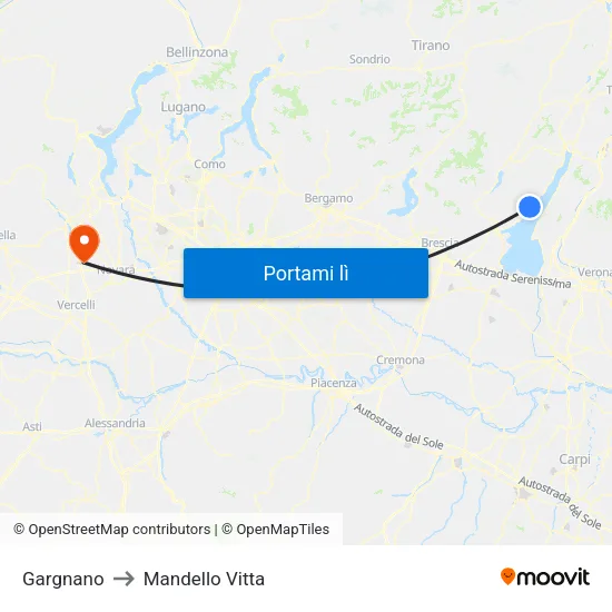 Gargnano to Mandello Vitta map