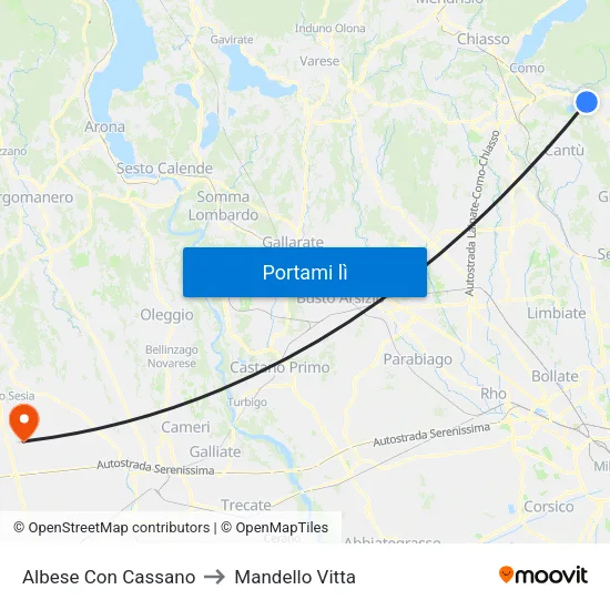 Albese Con Cassano to Mandello Vitta map