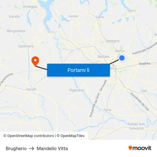 Brugherio to Mandello Vitta map