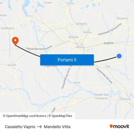 Casaletto Vaprio to Mandello Vitta map