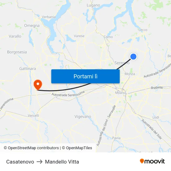Casatenovo to Mandello Vitta map