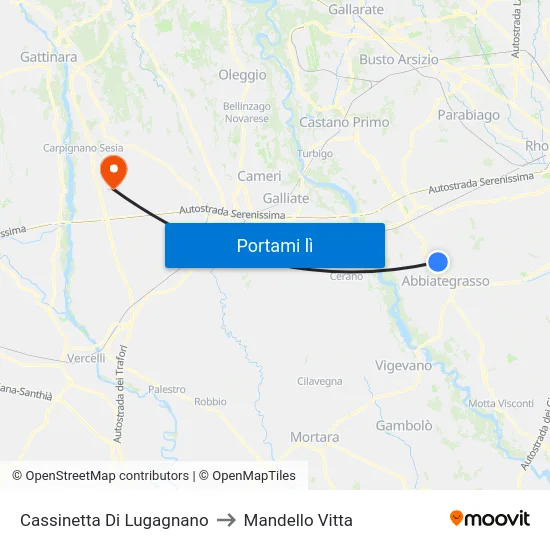 Cassinetta Di Lugagnano to Mandello Vitta map
