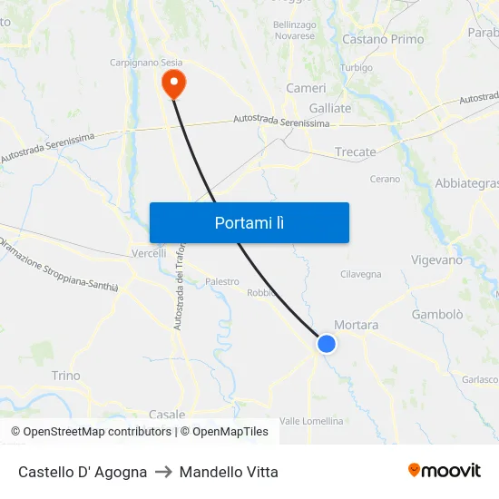 Castello D' Agogna to Mandello Vitta map