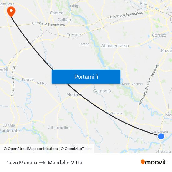 Cava Manara to Mandello Vitta map