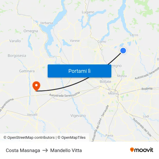 Costa Masnaga to Mandello Vitta map