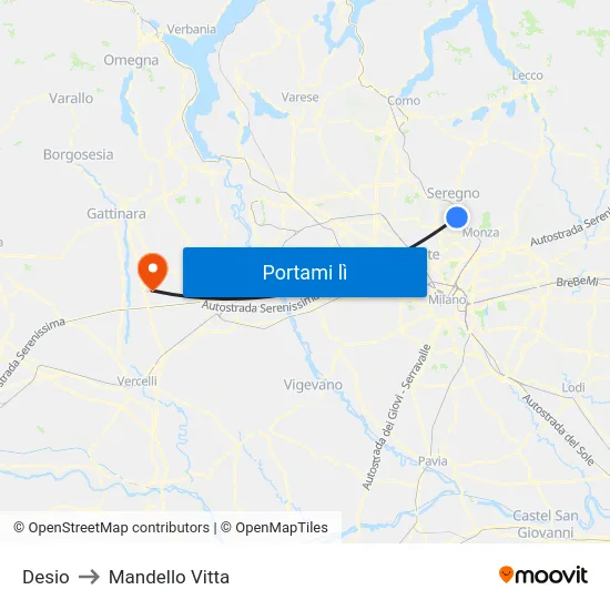 Desio to Mandello Vitta map