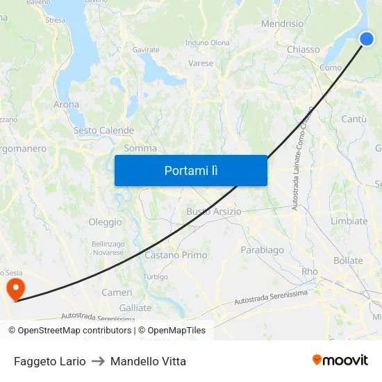Faggeto Lario to Mandello Vitta map