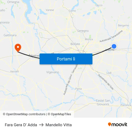 Fara Gera D' Adda to Mandello Vitta map