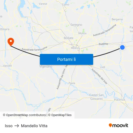 Isso to Mandello Vitta map