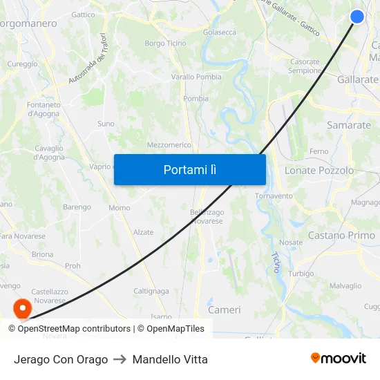 Jerago Con Orago to Mandello Vitta map