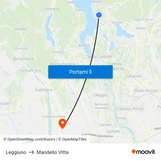 Leggiuno to Mandello Vitta map