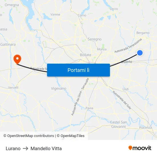 Lurano to Mandello Vitta map