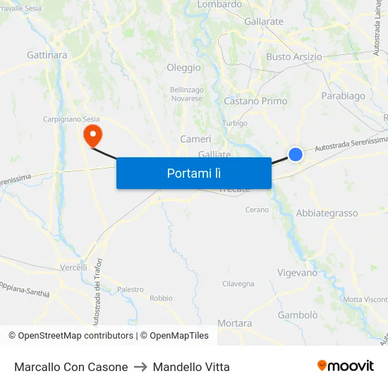 Marcallo Con Casone to Mandello Vitta map