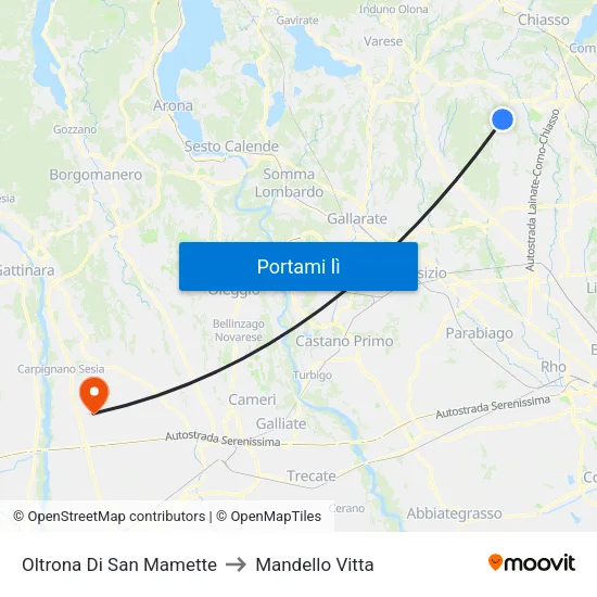 Oltrona Di San Mamette to Mandello Vitta map