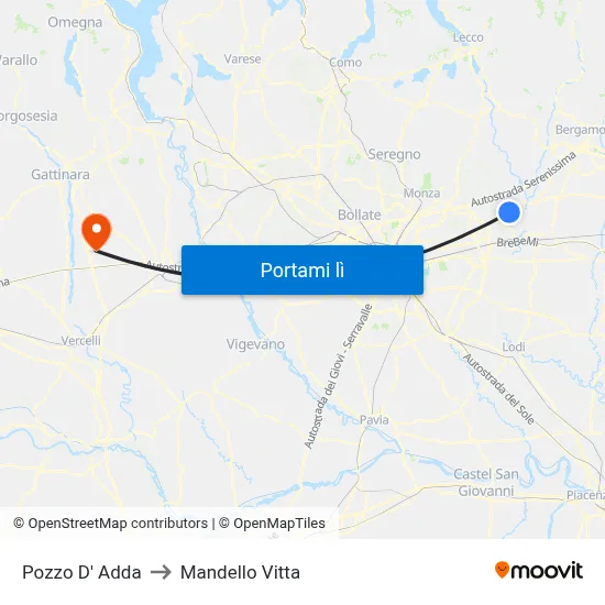 Pozzo D' Adda to Mandello Vitta map