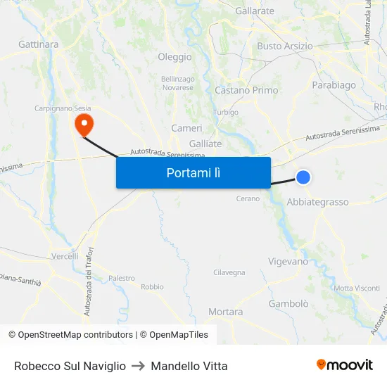 Robecco Sul Naviglio to Mandello Vitta map