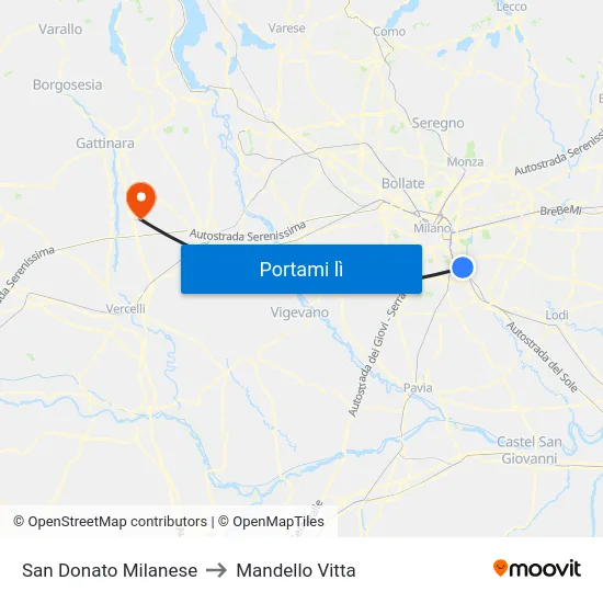 San Donato Milanese to Mandello Vitta map