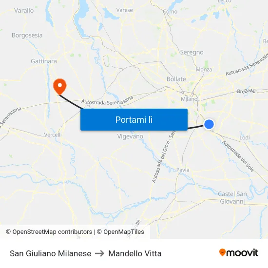 San Giuliano Milanese to Mandello Vitta map