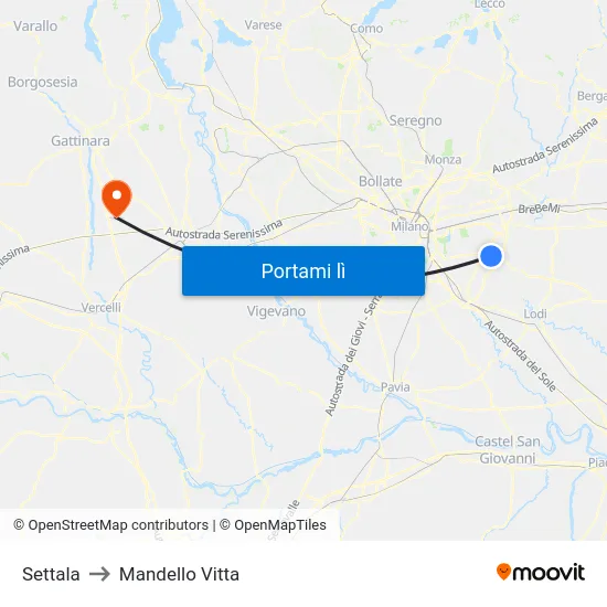Settala to Mandello Vitta map