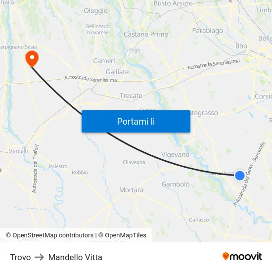 Trovo to Mandello Vitta map