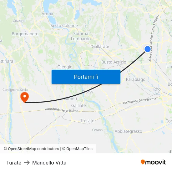 Turate to Mandello Vitta map