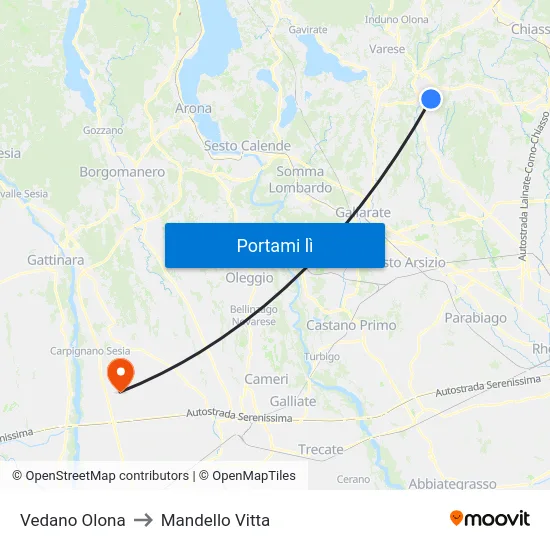 Vedano Olona to Mandello Vitta map