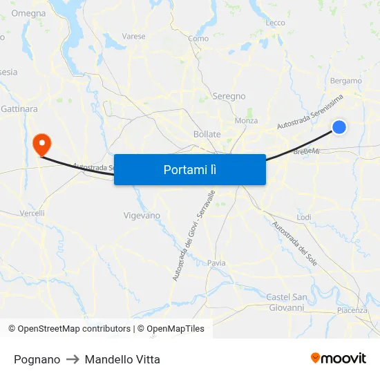 Pognano to Mandello Vitta map