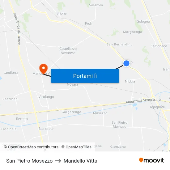 San Pietro Mosezzo to Mandello Vitta map