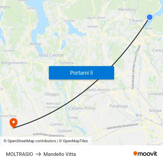 MOLTRASIO to Mandello Vitta map