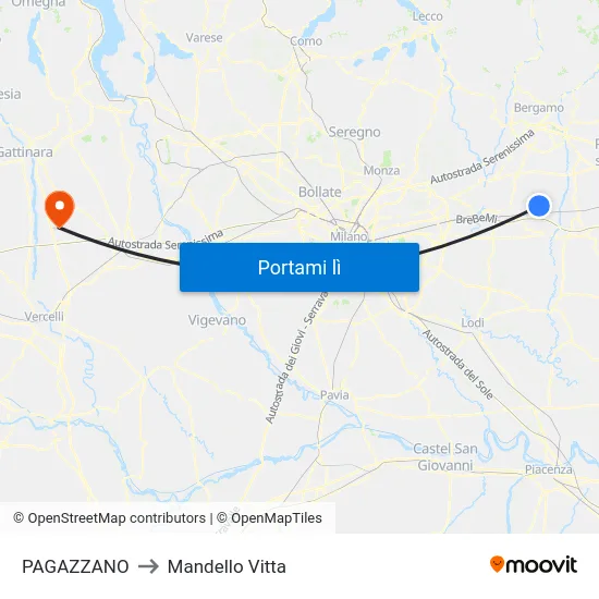 PAGAZZANO to Mandello Vitta map